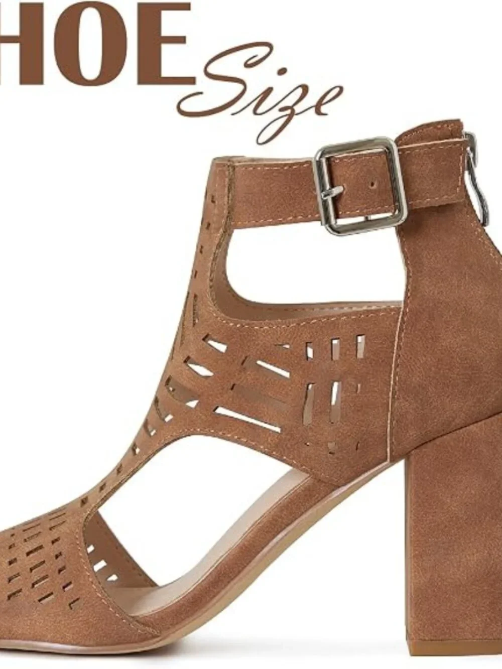Heeled Sandals for Women Open Toe Chunky Heels for Women Bohemian Cutout Wedge S